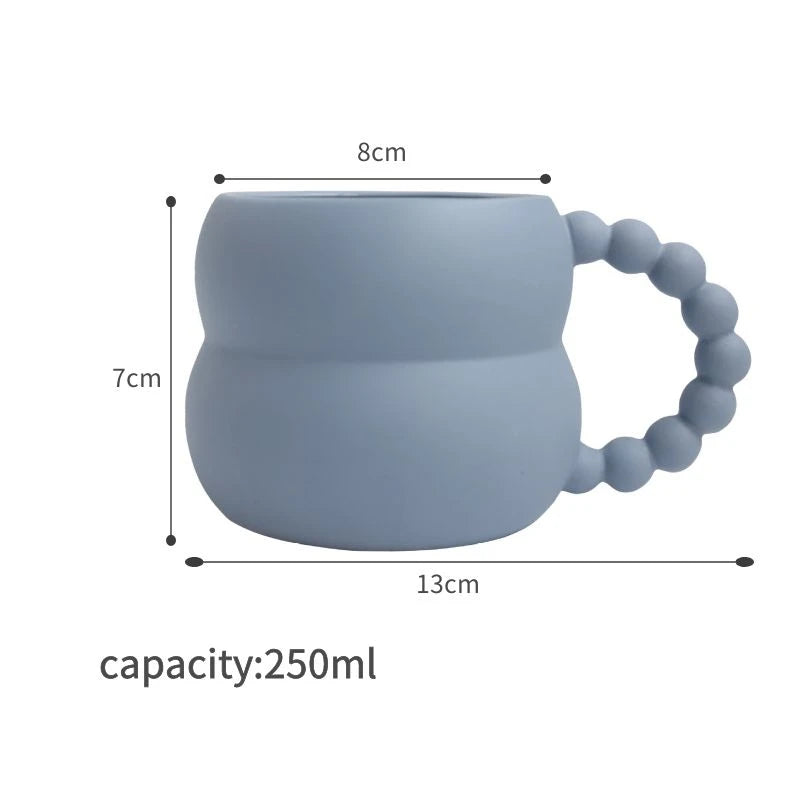 Taza de café de cerámica creativa con mango de la serie de bolas, tazas de porcelana personalizadas, tazas bonitas, regalos de cumpleaños adecuados