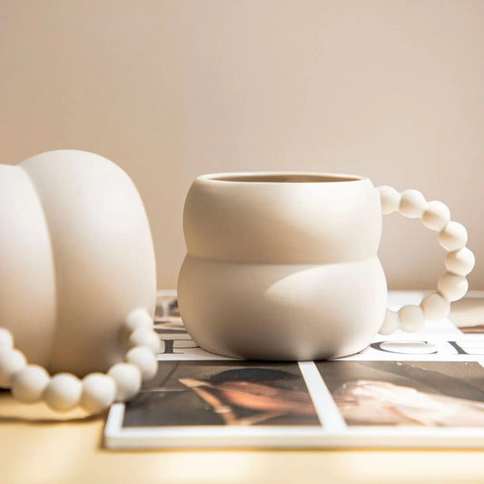 Taza de café de cerámica creativa con mango de la serie de bolas, tazas de porcelana personalizadas, tazas bonitas, regalos de cumpleaños adecuados