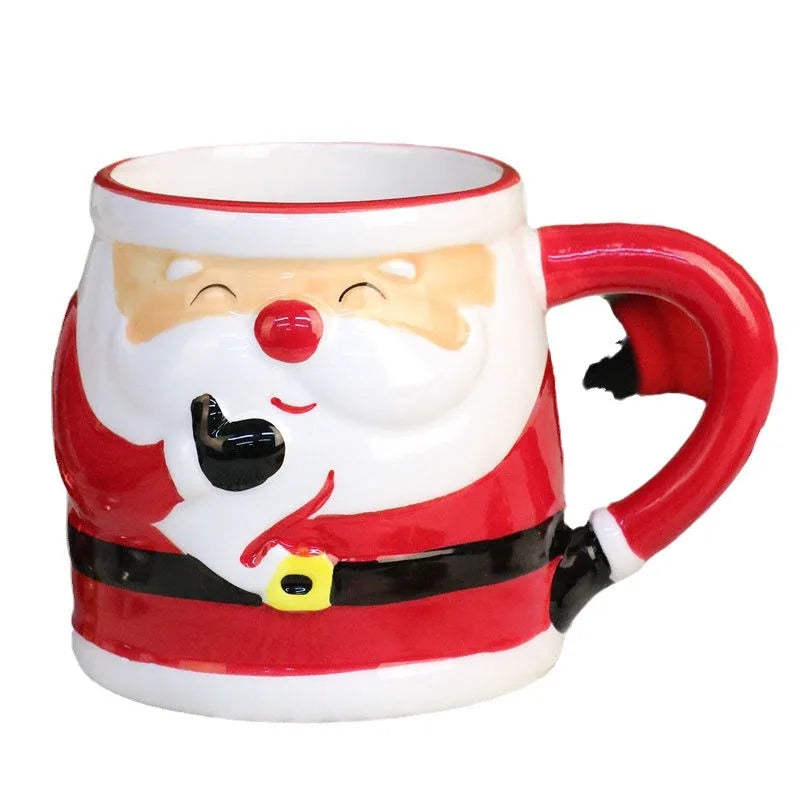 Lo último en popular taza de Papá Noel, caja de regalo de cerámica con dibujos animados en 3D, regalo dibujado a mano, taza creativa, regalo de vacaciones de Navidad