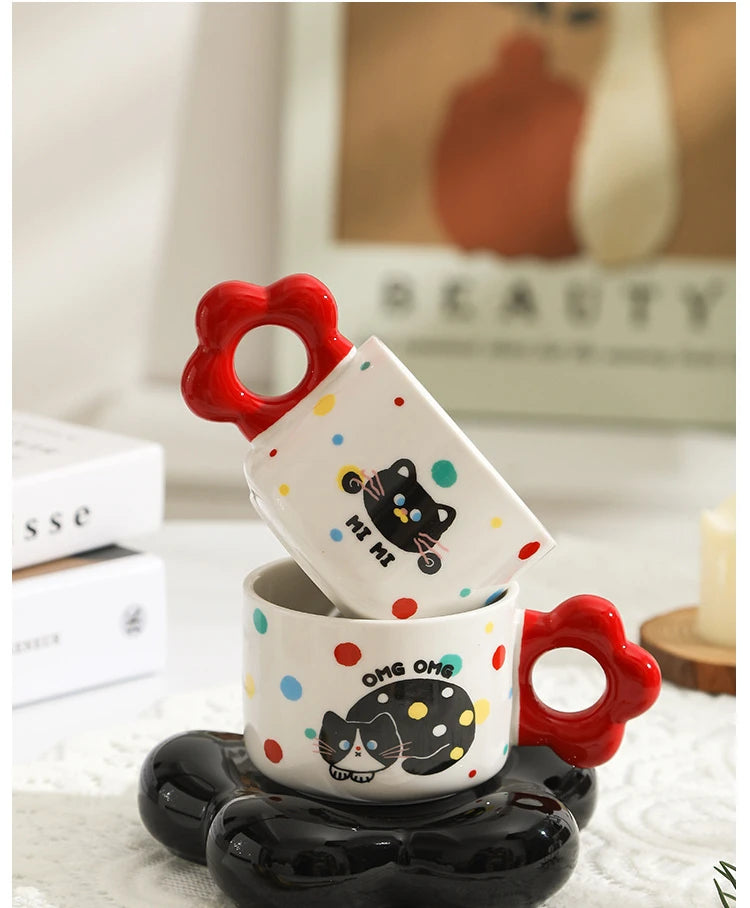 Taza de café de cerámica bonita, plato, caja de regalo, taza de agua de alta belleza, taza de café para pareja