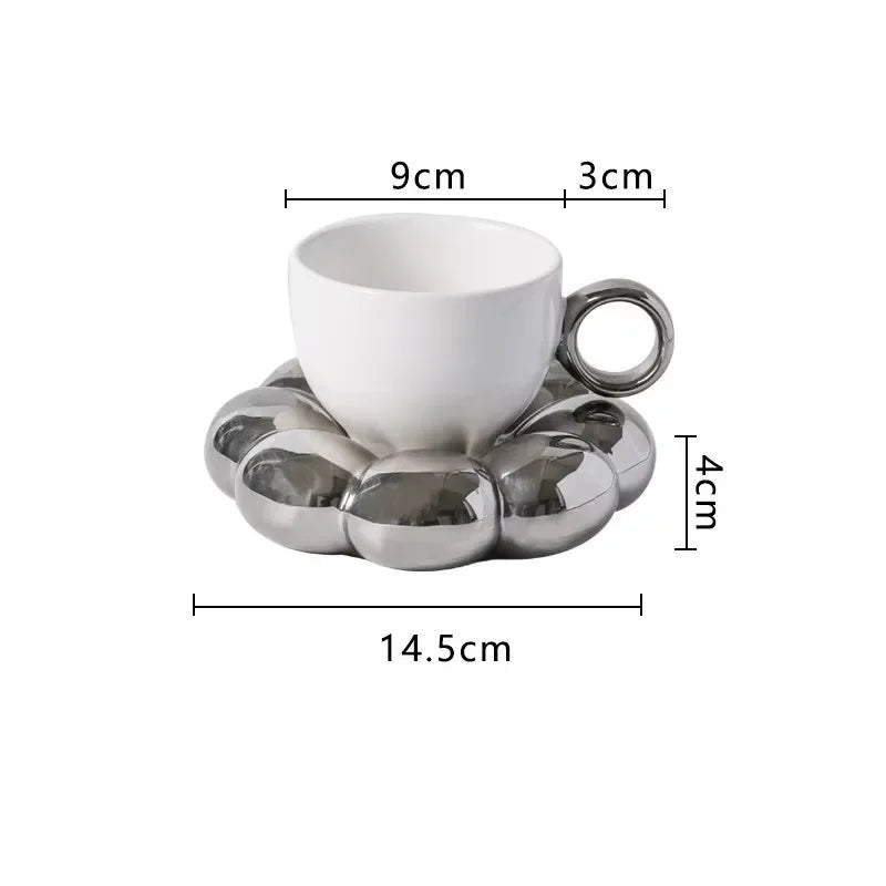 Juego de tazas de café de cerámica con platillo, taza creativa en forma de nube, leche, té de la tarde, tazas de agua, artículos para beber, decoración de mesa de cocina