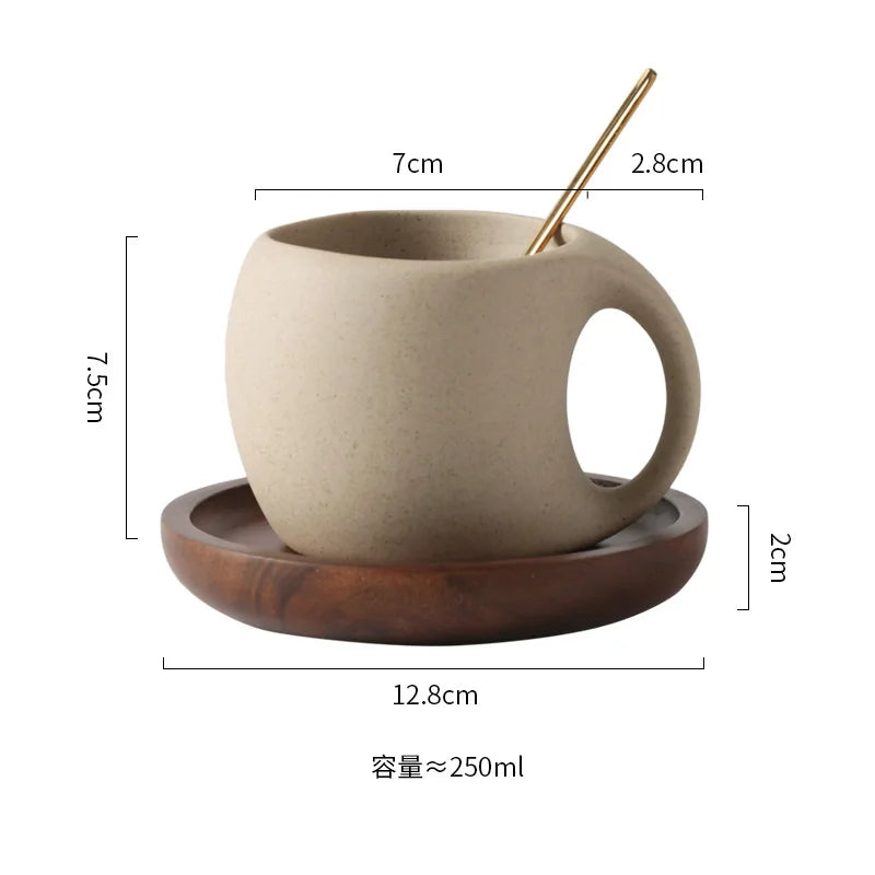 Taza de café de cerámica Vintage, platillo de 220ml para desayuno, leche, avena, bebida, exquisita taza de café para té de la tarde, cumpleaños