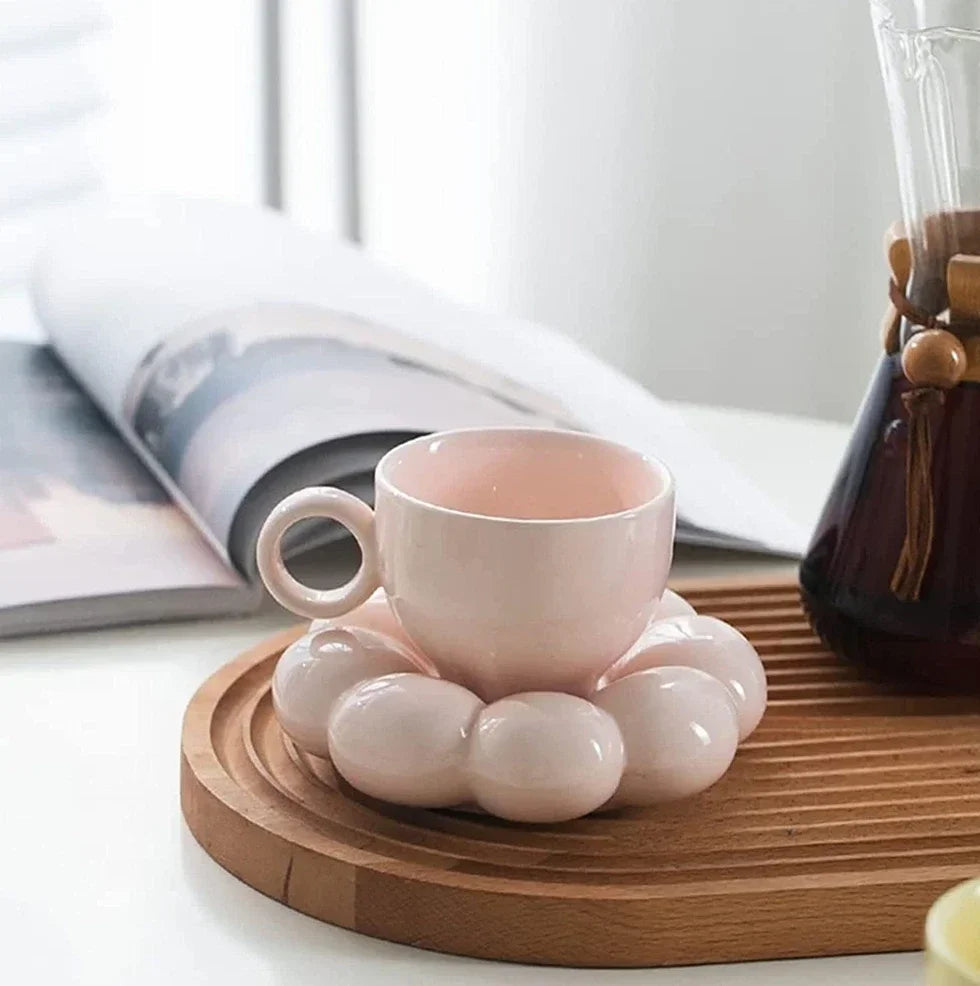 Juego de tazas de café de cerámica con platillo, taza creativa en forma de nube, leche, té de la tarde, tazas de agua, artículos para beber, decoración de mesa de cocina