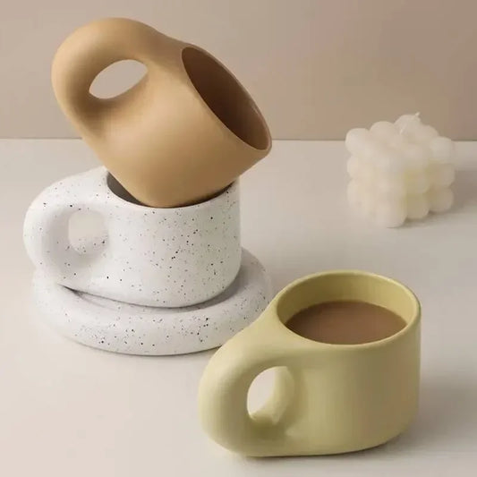 Tazas de cerámica gruesas y coloridas creativas con platillo, taza de café, té de la leche, tazas de oficina, artículos para beber, el mejor regalo de cumpleaños para amigos