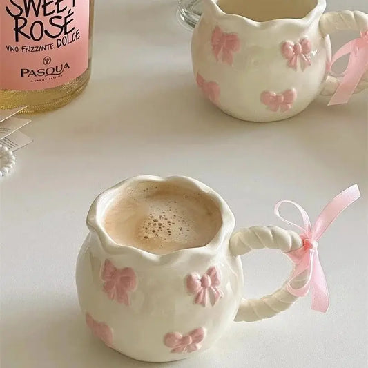 Taza de cerámica gruesa con lazo bonito, taza Irregular con lazo de mano, tazas para café, leche, bebidas