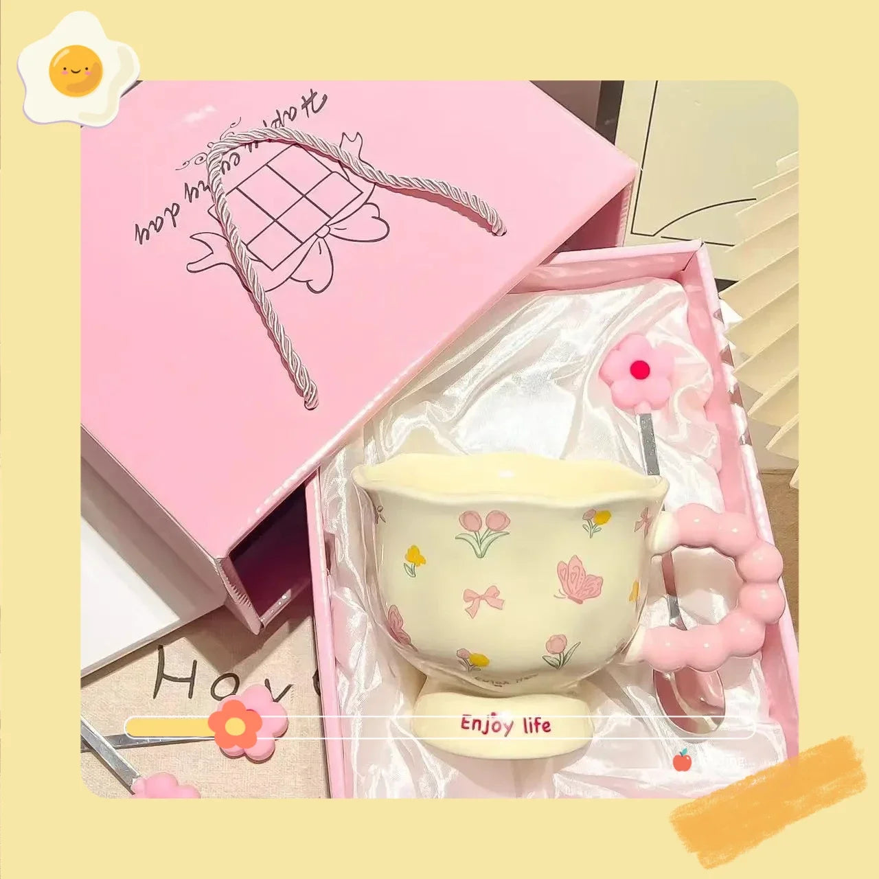 Tazas de café con flores de cerámica de alto valor, tazas de agua creativas aptas para lavavajillas, regalos de cumpleaños para niñas y el hogar