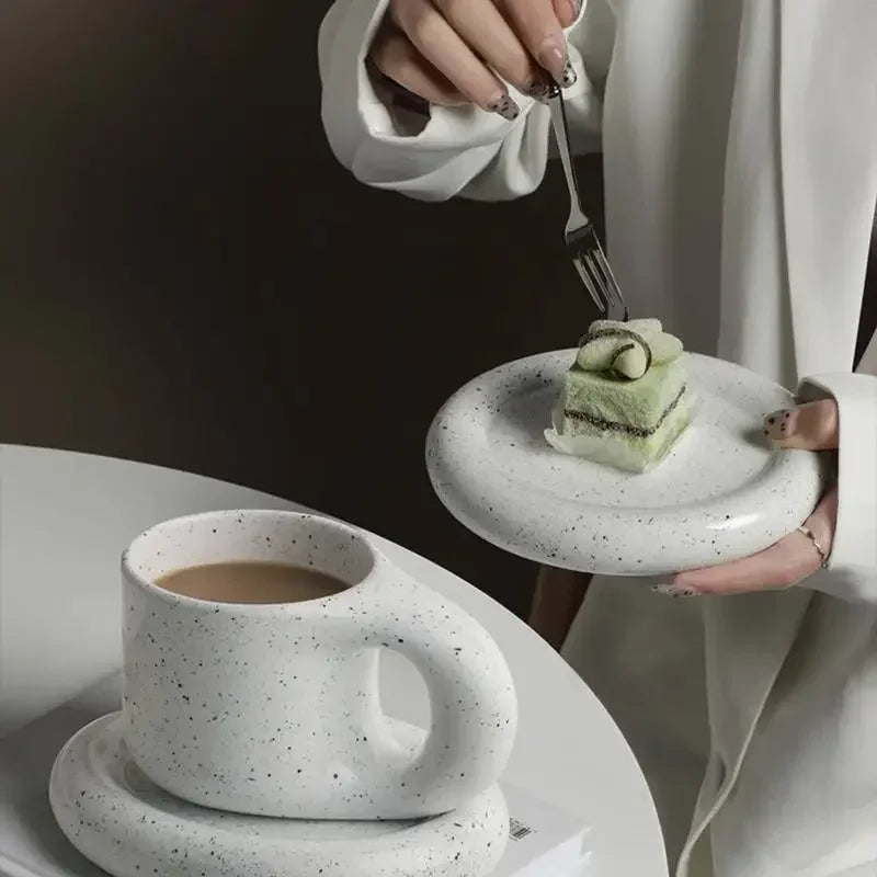 Tazas de cerámica gruesas y coloridas creativas con platillo, taza de café, té de la leche, tazas de oficina, artículos para beber, el mejor regalo de cumpleaños para amigos