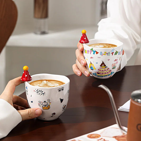 Taza de sombrero creativa, taza de mano bonita, Taza de cerámica, taza de tarifa de alta gama, recuerdos, regalos pequeños, regalos de cumpleaños