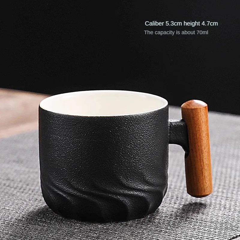 Taza de café exquisita hecha a mano creativa, taza de café Vintage con mango de madera, tazas, tazas, vasos, cocina, comedor, Bar, hogar