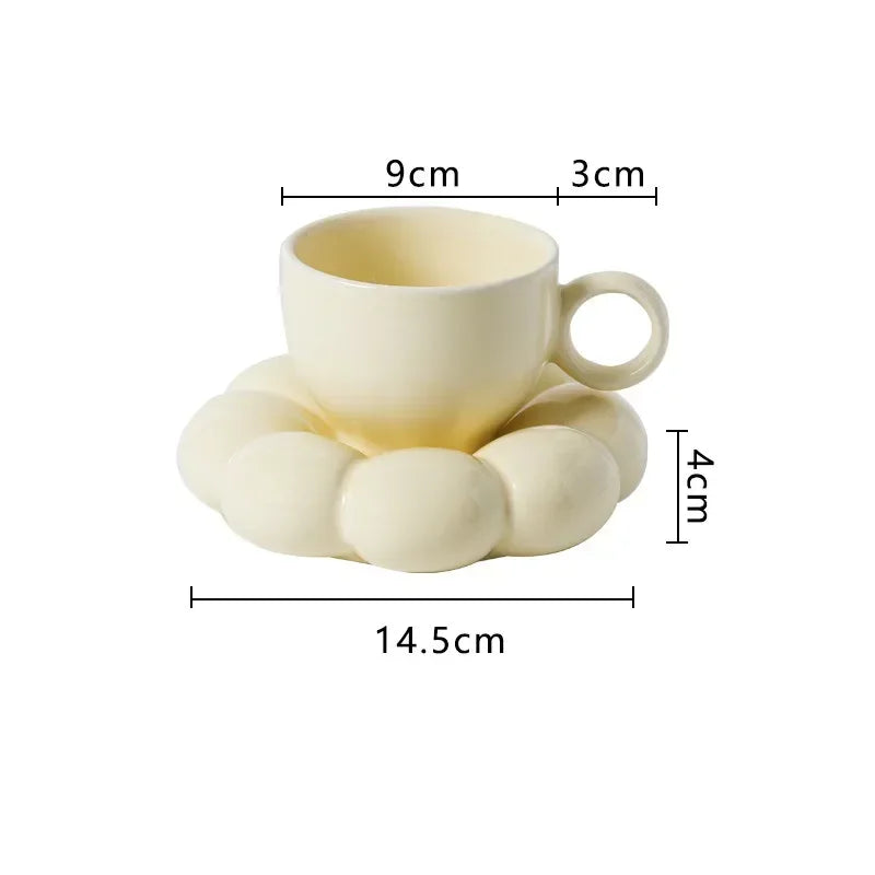 Juego de tazas de café de cerámica con platillo, taza creativa en forma de nube, leche, té de la tarde, tazas de agua, artículos para beber, decoración de mesa de cocina