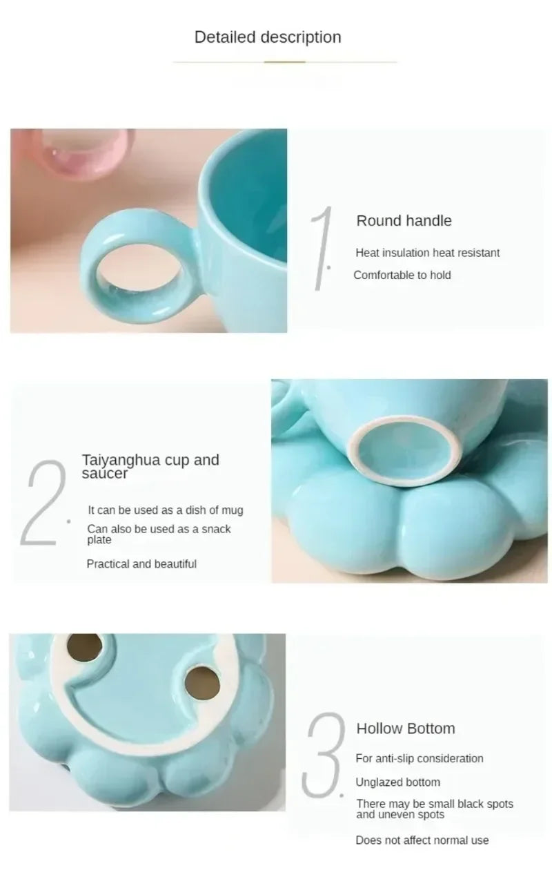 Juego de tazas de café de cerámica con platillo, taza creativa en forma de nube, leche, té de la tarde, tazas de agua, artículos para beber, decoración de mesa de cocina