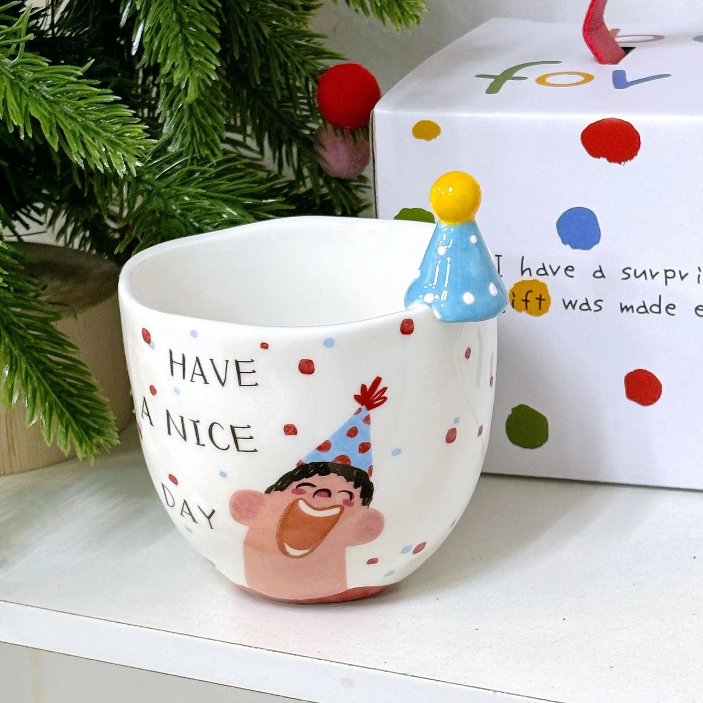 Taza de sombrero creativa, taza de mano bonita, Taza de cerámica, taza de tarifa de alta gama, recuerdos, regalos pequeños, regalos de cumpleaños