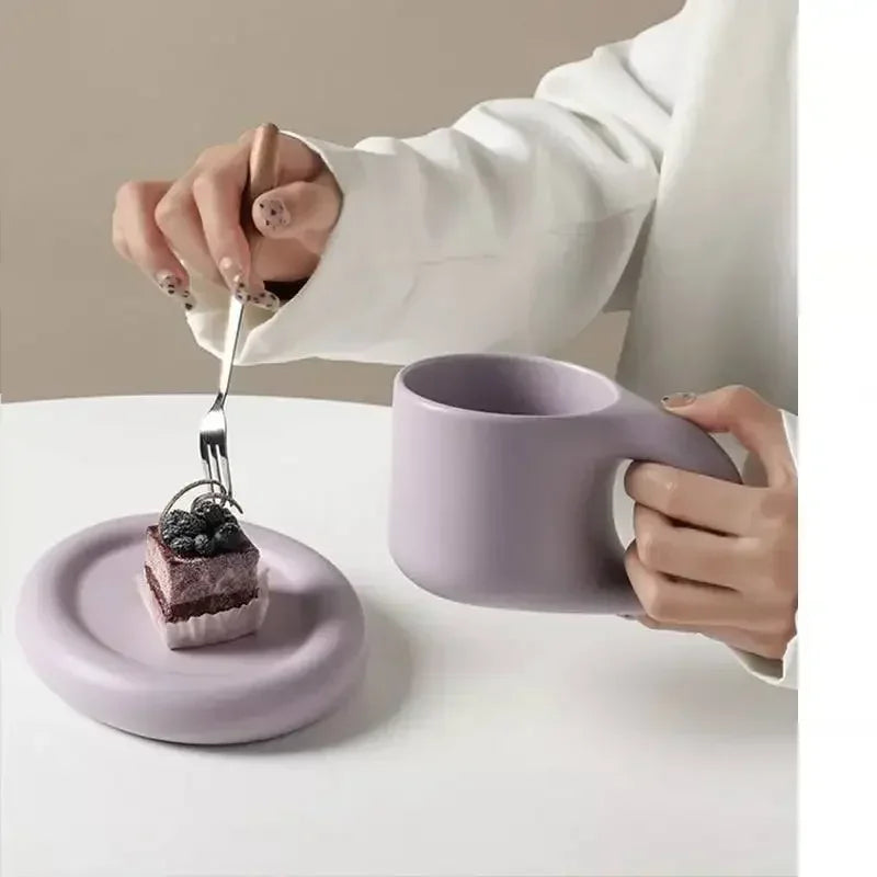 Tazas de cerámica gruesas y coloridas creativas con platillo, taza de café, té de la leche, tazas de oficina, artículos para beber, el mejor regalo de cumpleaños para amigos