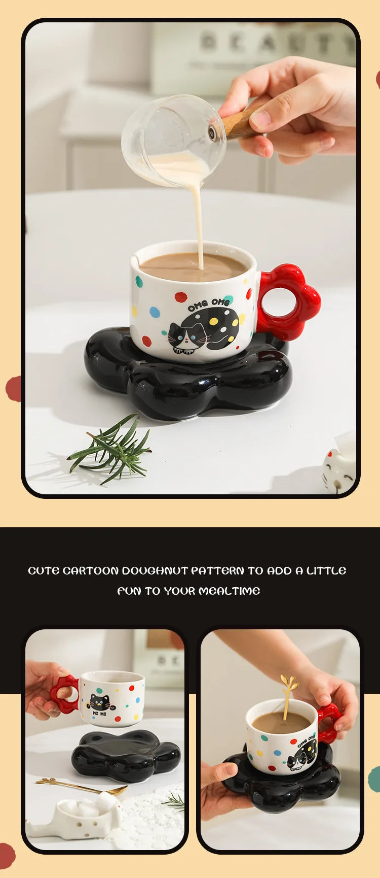 Taza de café de cerámica bonita, plato, caja de regalo, taza de agua de alta belleza, taza de café para pareja