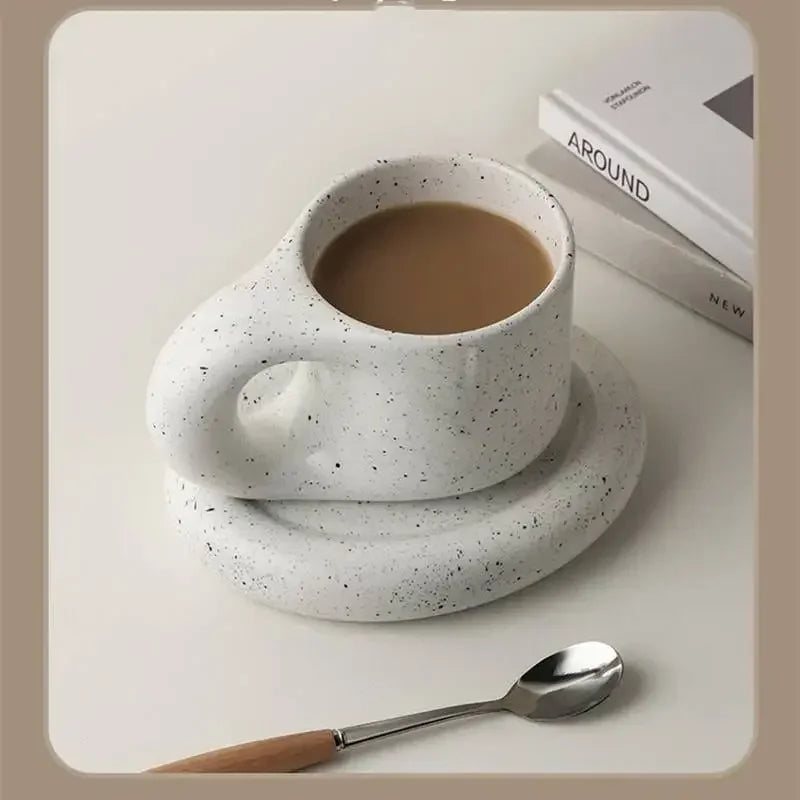 Tazas de cerámica gruesas y coloridas creativas con platillo, taza de café, té de la leche, tazas de oficina, artículos para beber, el mejor regalo de cumpleaños para amigos