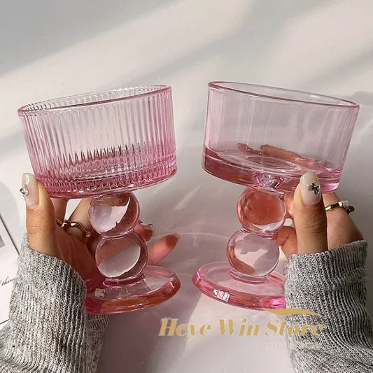 Vasos de polvo de chica medieval rosa, copas de whisky, copas vintage, copas de postre, vaso para beber jugo, cócteles