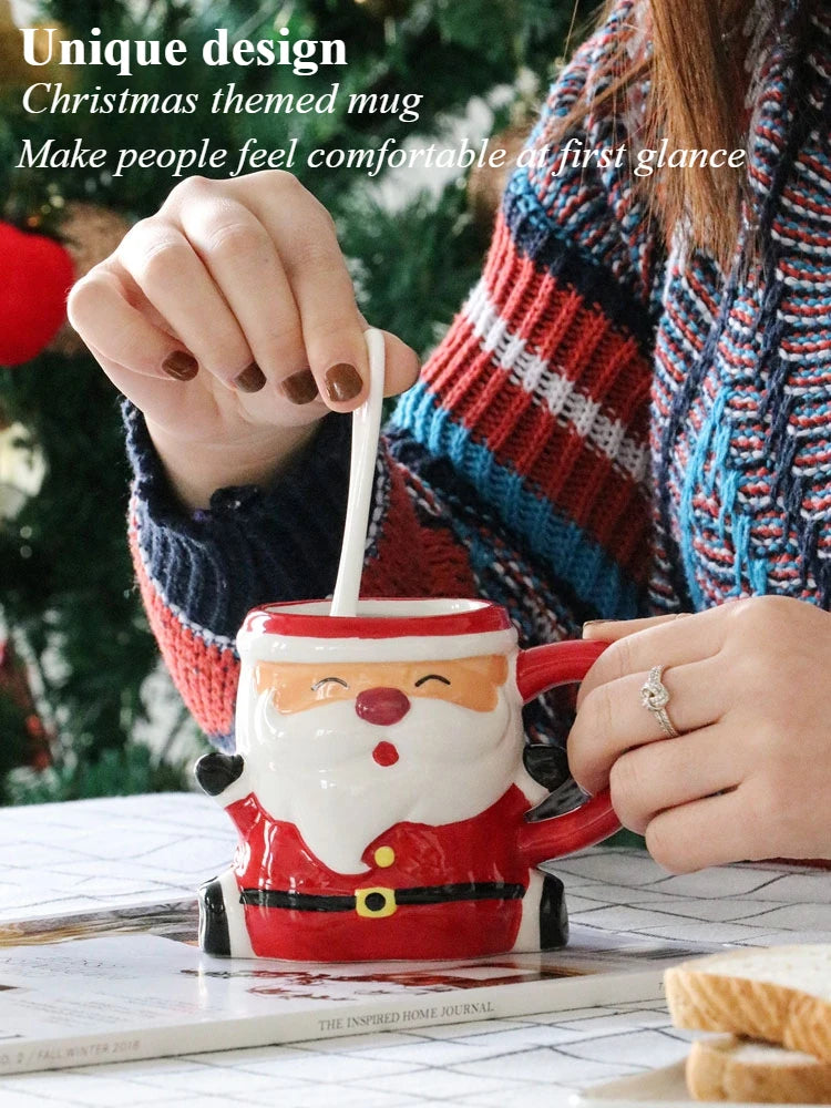 Lo último en popular taza de Papá Noel, caja de regalo de cerámica con dibujos animados en 3D, regalo dibujado a mano, taza creativa, regalo de vacaciones de Navidad