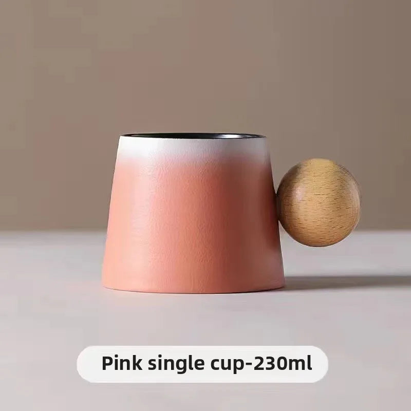 Juego de taza de café y platillo de cerámica de diseño creativo, taza personal delicada y de alta gama, taza de té de la tarde con un estilo retro