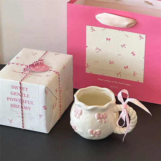 Taza de cerámica gruesa con lazo bonito, taza Irregular con lazo de mano, tazas para café, leche, bebidas