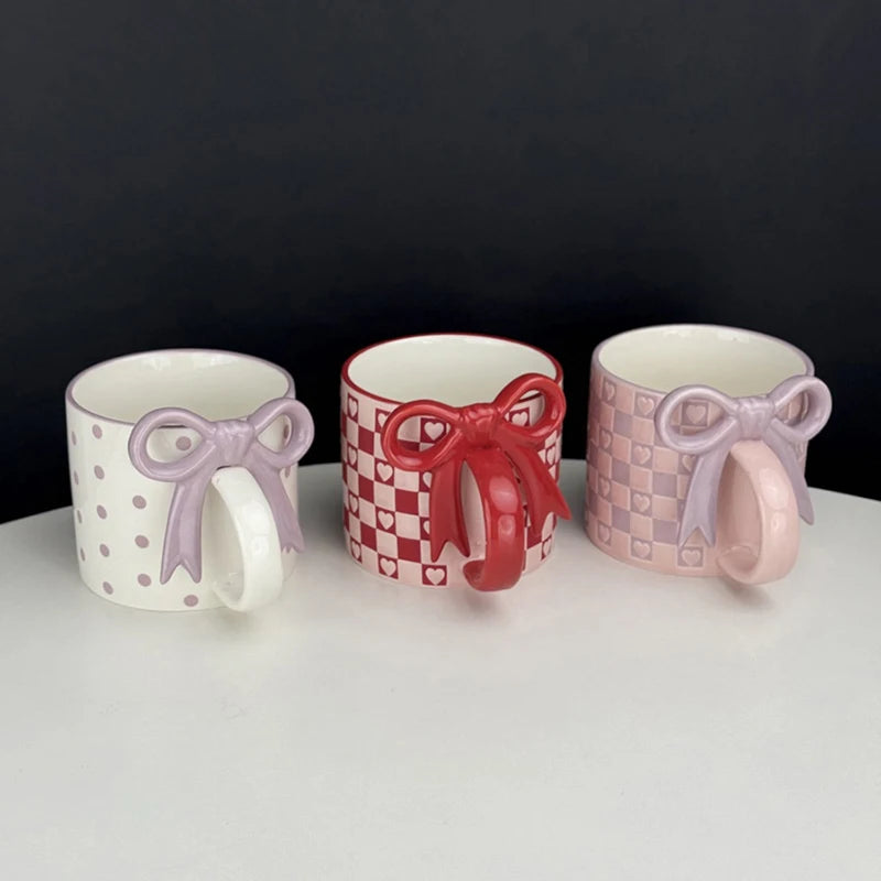 Taza de cerámica con mango de lazo creativo, taza de café con patrón de tablero de ajedrez para decoración del hogar