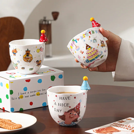 Taza de sombrero creativa, taza de mano bonita, Taza de cerámica, taza de tarifa de alta gama, recuerdos, regalos pequeños, regalos de cumpleaños