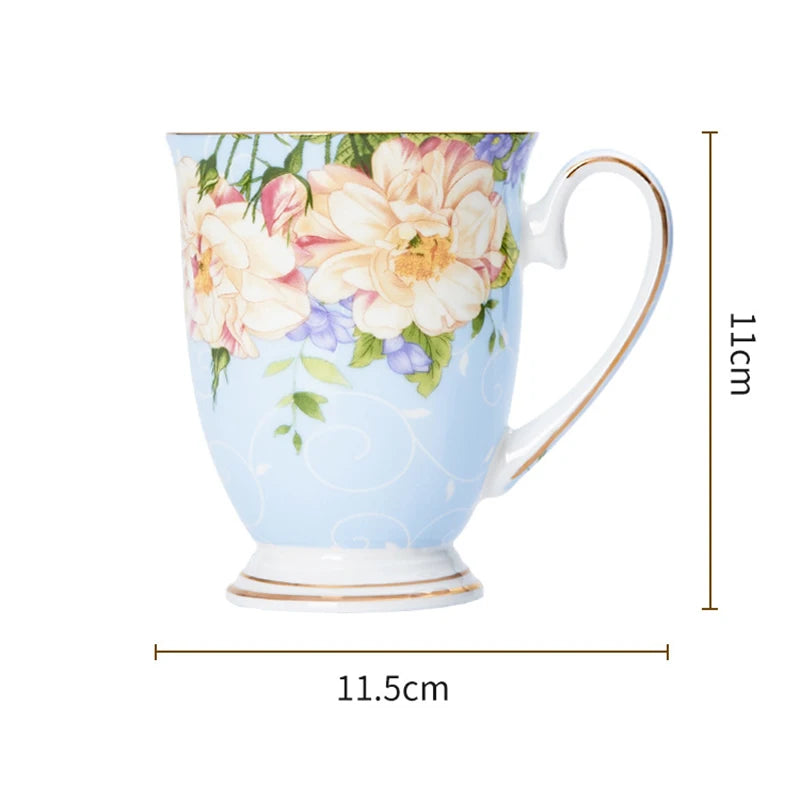 Taza de café de porcelana de hueso, taza de flor de cerámica creativa, exquisita taza de té de la tarde, taza de café, taza de leche de avena para el hogar, regalo de cumpleaños