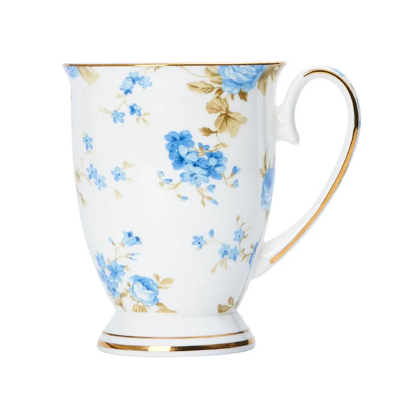 Taza de café de porcelana de hueso, taza de flor de cerámica creativa, exquisita taza de té de la tarde, taza de café, taza de leche de avena para el hogar, regalo de cumpleaños