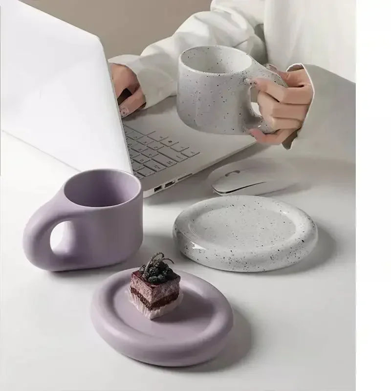 Tazas de cerámica gruesas y coloridas creativas con platillo, taza de café, té de la leche, tazas de oficina, artículos para beber, el mejor regalo de cumpleaños para amigos