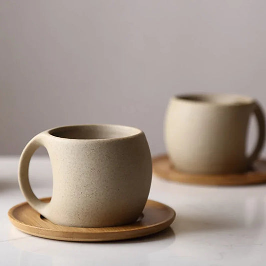 Taza de café de cerámica Vintage, platillo de 220ml para desayuno, leche, avena, bebida, exquisita taza de café para té de la tarde, cumpleaños