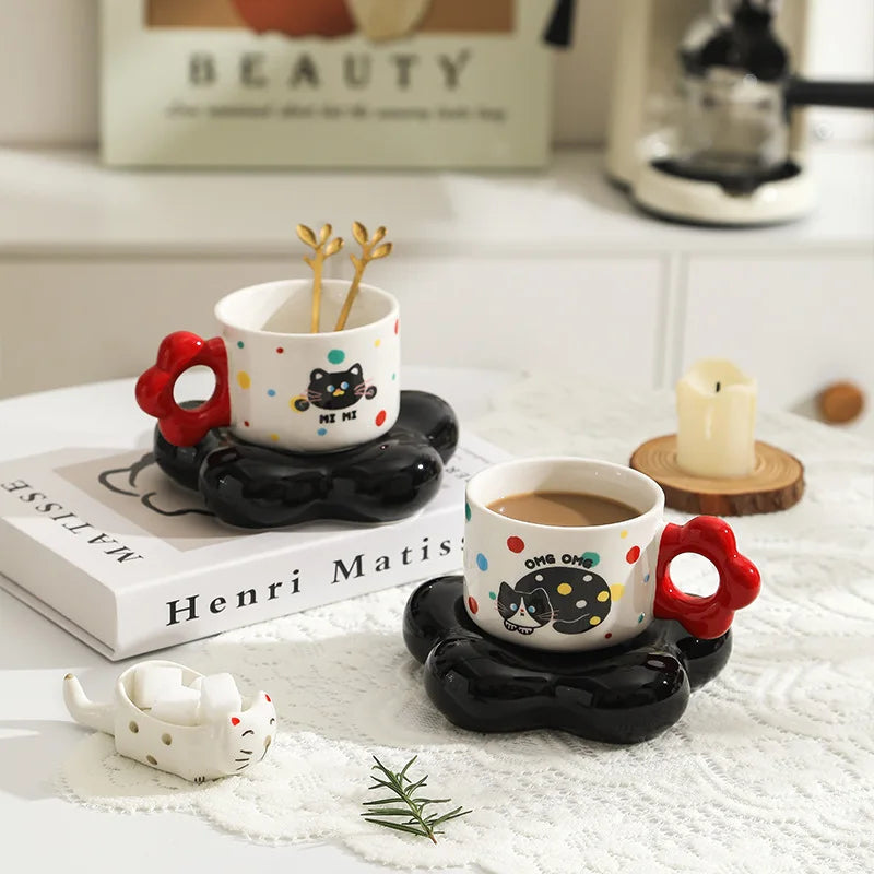 Taza de café de cerámica bonita, plato, caja de regalo, taza de agua de alta belleza, taza de café para pareja