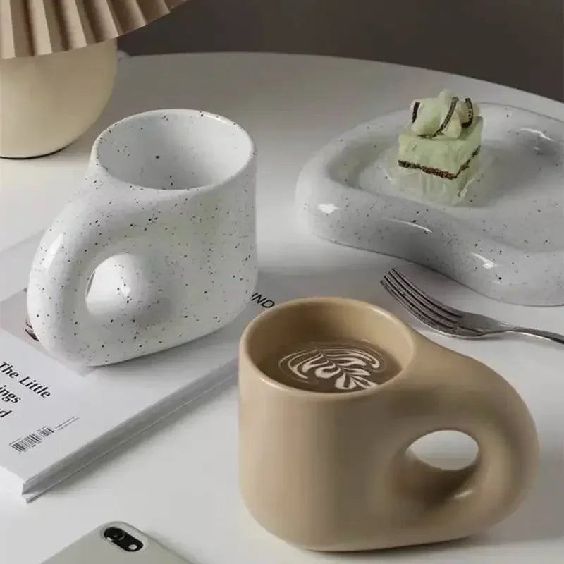 Tazas de cerámica gruesas y coloridas creativas con platillo, taza de café, té de la leche, tazas de oficina, artículos para beber, el mejor regalo de cumpleaños para amigos