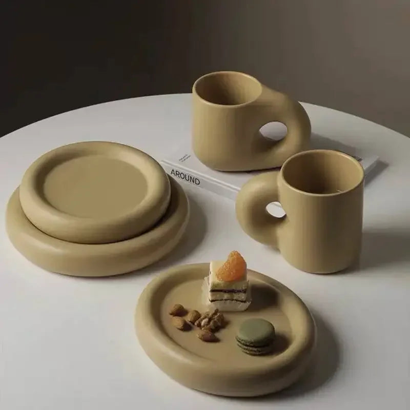Tazas de cerámica gruesas y coloridas creativas con platillo, taza de café, té de la leche, tazas de oficina, artículos para beber, el mejor regalo de cumpleaños para amigos