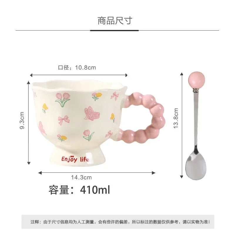 2025 Regalo de cumpleaños para niñas, taza de café de recuerdo, Taza de cerámica para el hogar, tazas de alto valor, tazas de café, taza de agua de flor creativa