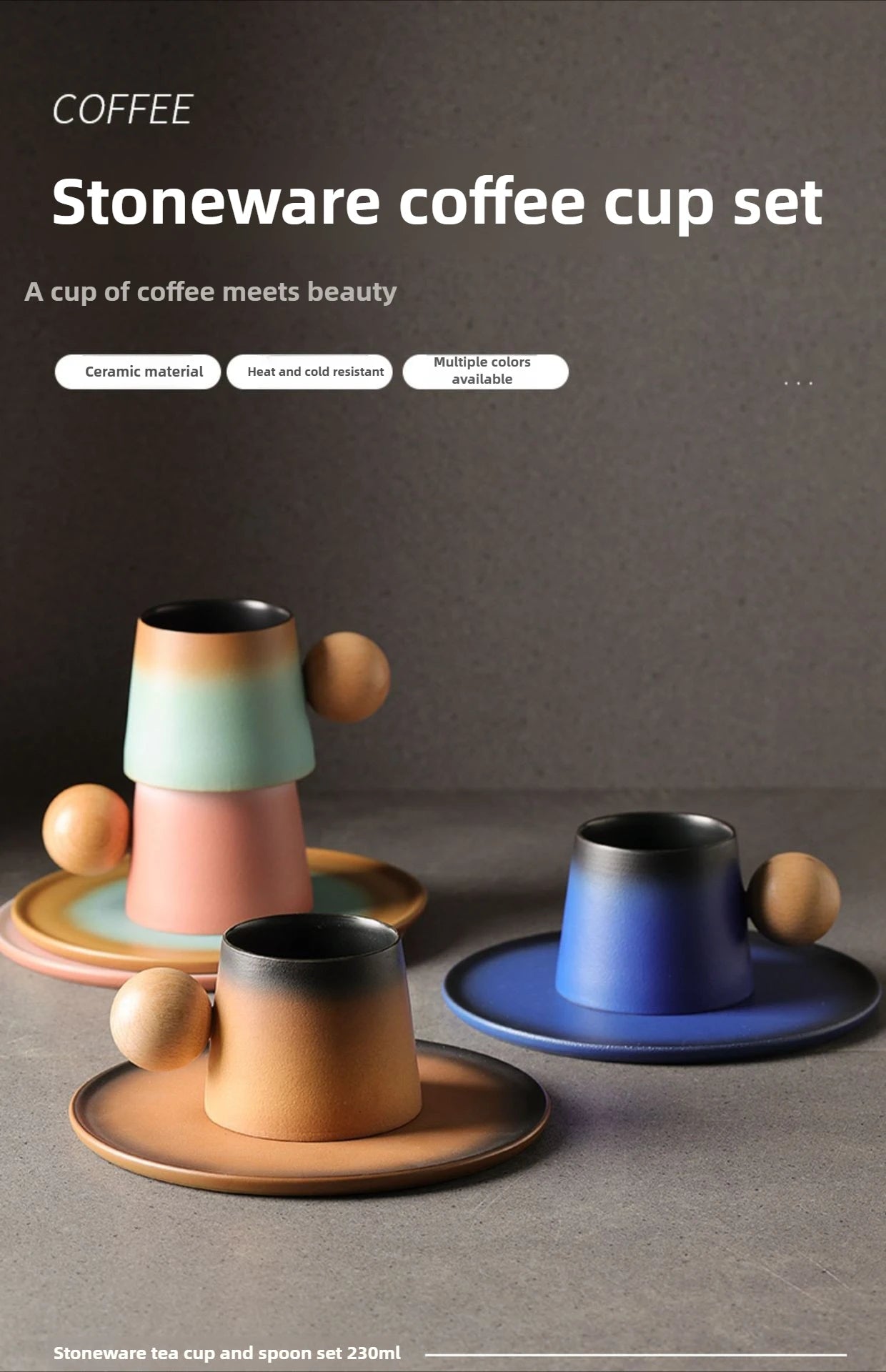 Juego de taza de café y platillo de cerámica de diseño creativo, taza personal delicada y de alta gama, taza de té de la tarde con un estilo retro
