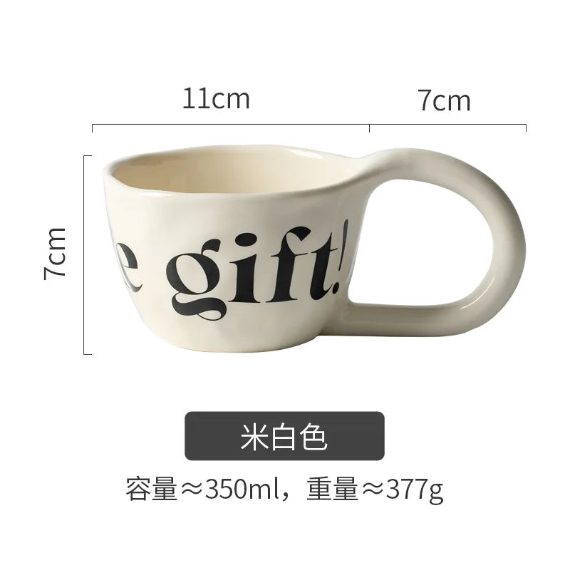 EpeiusHome Taza de cerámica con letras creativas, taza de café informal de escritorio, taza de té de la tarde