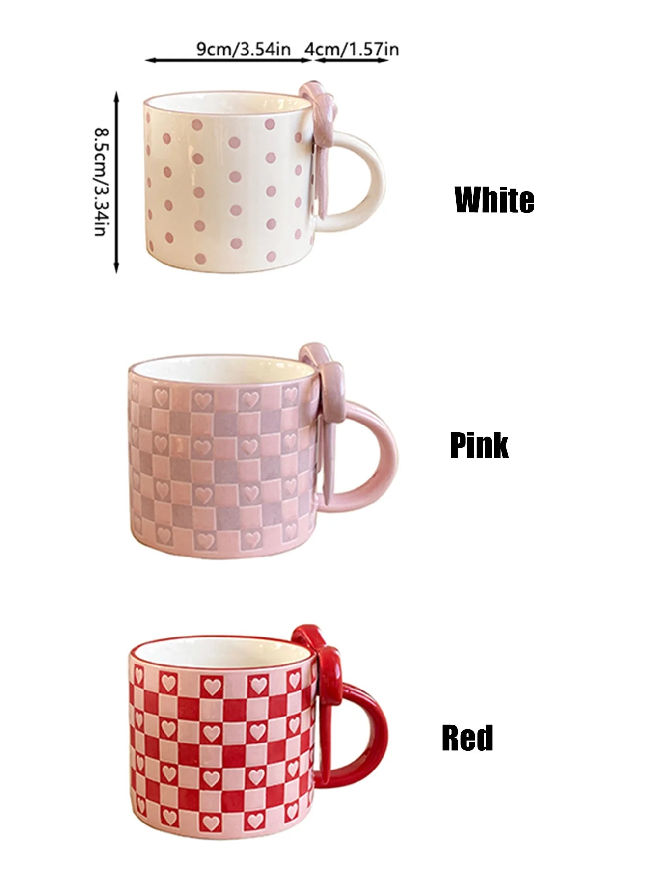 Taza de cerámica con forma de corazón con mango de lazo, taza de café con diseño de mango de lazo creativo, adecuada para decoración del hogar, agua potable diaria, leche de desayuno, té de la tarde, café, cafetería,