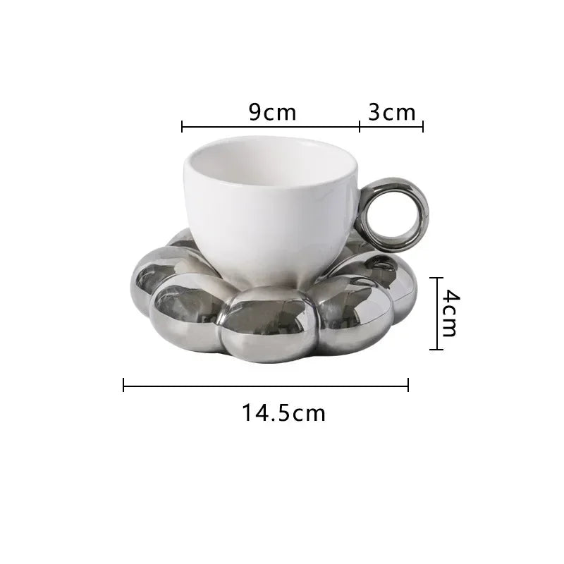 Juego de tazas de café de cerámica con platillo, taza creativa en forma de nube, leche, té de la tarde, tazas de agua, artículos para beber, decoración de mesa de cocina