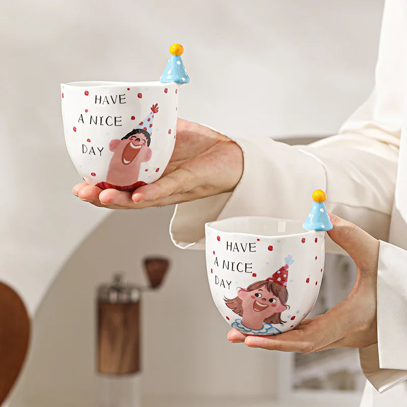 Taza de sombrero creativa, taza de mano bonita, Taza de cerámica, taza de tarifa de alta gama, recuerdos, regalos pequeños, regalos de cumpleaños