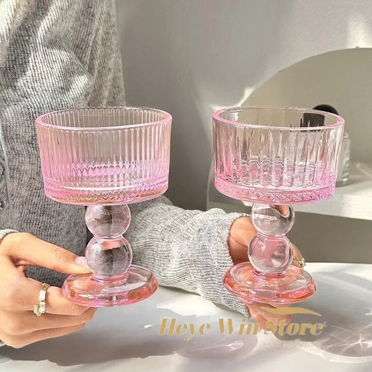 Vasos de polvo de chica medieval rosa, copas de whisky, copas vintage, copas de postre, vaso para beber jugo, cócteles