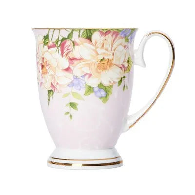 Taza de café de porcelana de hueso, taza de flor de cerámica creativa, exquisita taza de té de la tarde, taza de café, taza de leche de avena para el hogar, regalo de cumpleaños