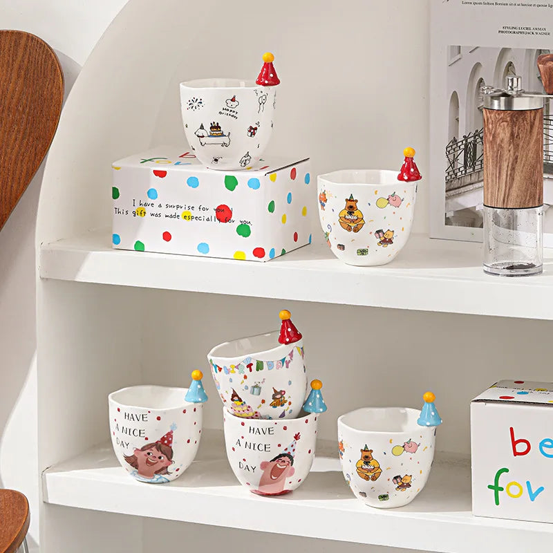 Taza de sombrero creativa, taza de mano bonita, Taza de cerámica, taza de tarifa de alta gama, recuerdos, regalos pequeños, regalos de cumpleaños