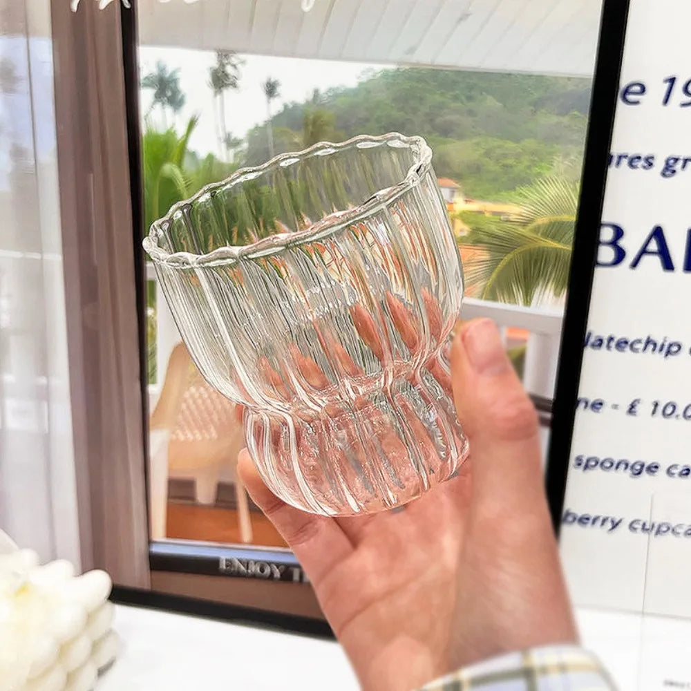 Taza de agua a rayas de gran capacidad con lazo rosa de dibujos animados, vaso con pajita de cristal transparente, regalo para niñas, nueva moda