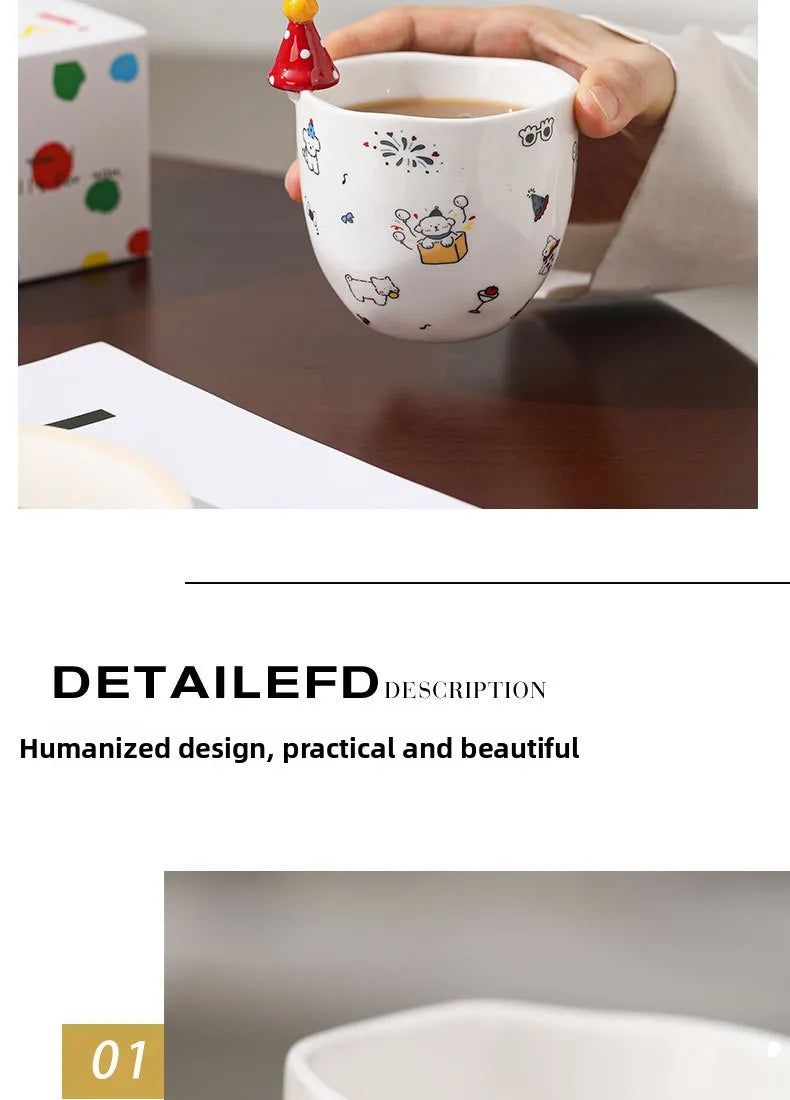 Taza de sombrero creativa, taza de mano bonita, Taza de cerámica, taza de tarifa de alta gama, recuerdos, regalos pequeños, regalos de cumpleaños