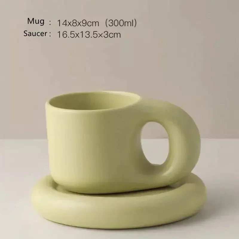 Tazas de cerámica gruesas y coloridas creativas con platillo, taza de café, té de la leche, tazas de oficina, artículos para beber, el mejor regalo de cumpleaños para amigos