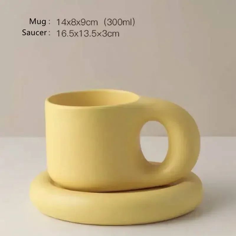 Tazas de cerámica gruesas y coloridas creativas con platillo, taza de café, té de la leche, tazas de oficina, artículos para beber, el mejor regalo de cumpleaños para amigos