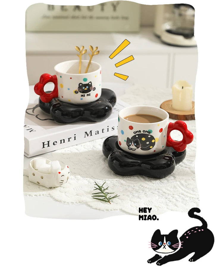 Taza de café de cerámica bonita, plato, caja de regalo, taza de agua de alta belleza, taza de café para pareja
