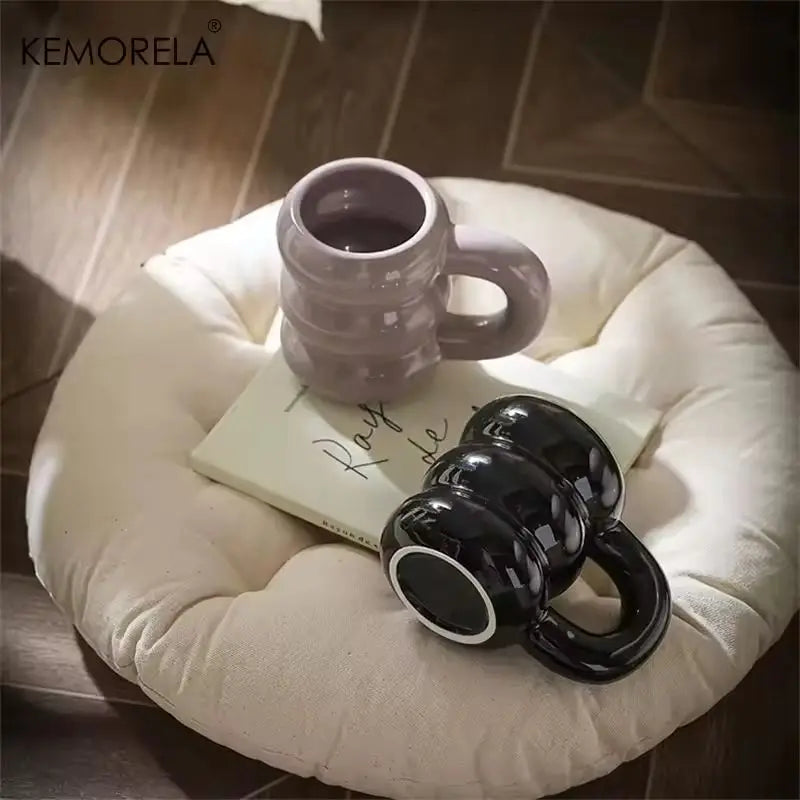 Nueva Taza de cerámica minimalista francesa, taza de té de la leche creativa de gran capacidad, diseño de nicho, bonita taza de café con asa