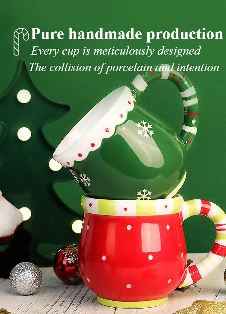 Lo último en popular taza de Papá Noel, caja de regalo de cerámica con dibujos animados en 3D, regalo dibujado a mano, taza creativa, regalo de vacaciones de Navidad