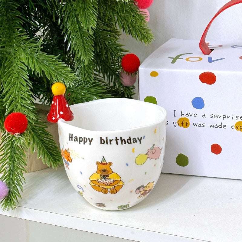 Taza de sombrero creativa, taza de mano bonita, Taza de cerámica, taza de tarifa de alta gama, recuerdos, regalos pequeños, regalos de cumpleaños