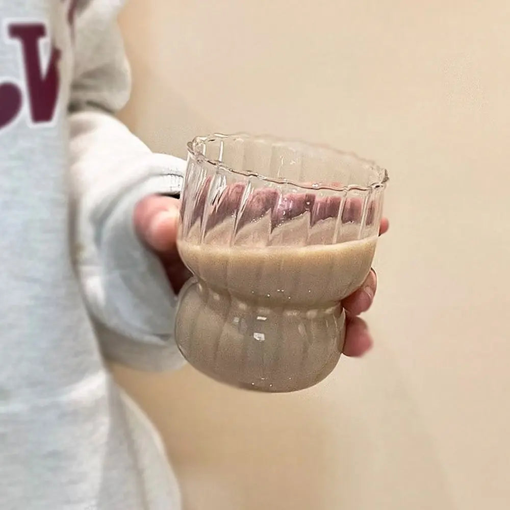 Taza de agua a rayas de gran capacidad con lazo rosa de dibujos animados, vaso con pajita de cristal transparente, regalo para niñas, nueva moda